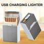 USB Lighter cigarette case for 20 cigarettes pack Black