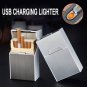 USB Lighter cigarette case for 20 cigarettes pack  Silver