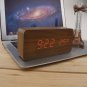 Home Wooden Clock Digital LED Alarm Calendar Thermometer Sound Control Date