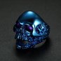 Heavy Stainless Steel Mens Gothic Punk Skull Motorcycle Biker Rings Gift Blue Size 13