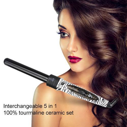 5 In 1 Zebra Hair Curler Curling Iron Curling Wand Set Ceramic Hair