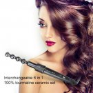 6 In 1 Curling Iron Interchangeable Hair Curler waver LED display Curling Wand Plug AU