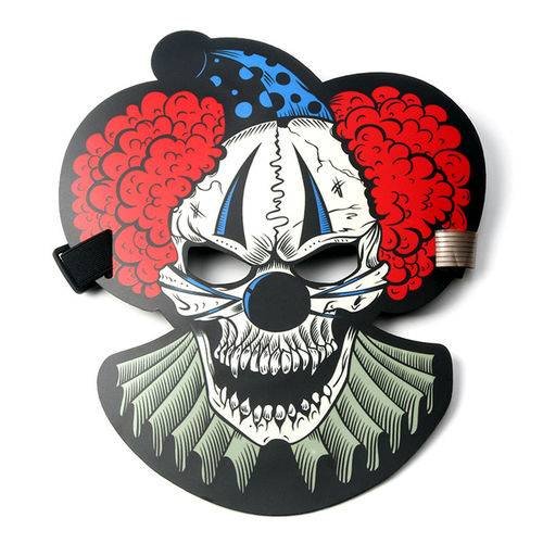 Sound Activated LED Luminous Full Face Clown Mask Light Up Dance Rave Party Halloween Cosplay "E"