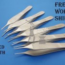 Adson Tissue Forceps Serrated & 1x2 Teeth Delicate Micro Surgical Forceps 6 pcs