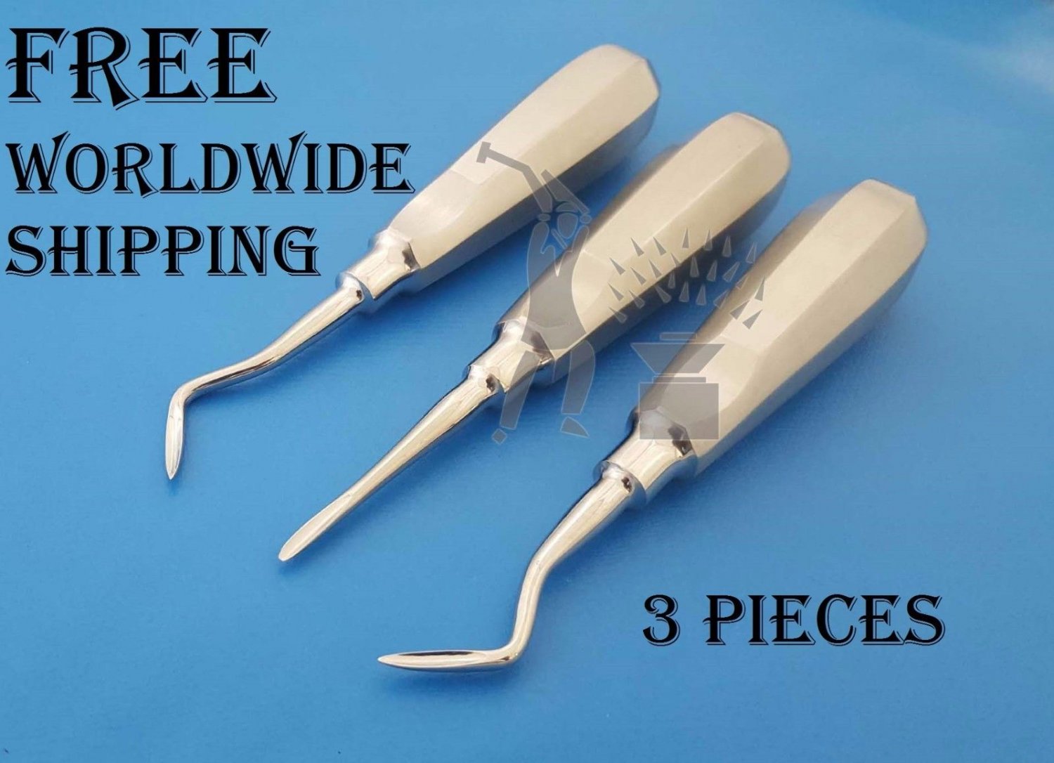 Dental Root Elevators Set Right, Left & Straight 3 Pieces Dentist Instruments
