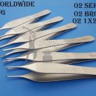 Adson Tissue Forceps 1x2 Teeth, Serrated & Adson Brown Plastic Surgery 6 pc
