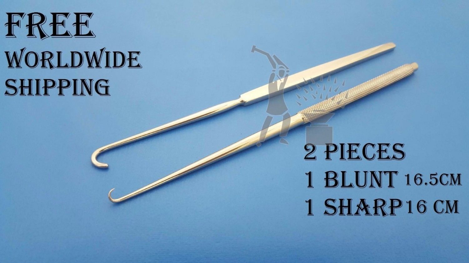 Skin Hooks Blunt & Sharp Plastic Maxillofacial Medical Surgical Hooks 2 Pieces