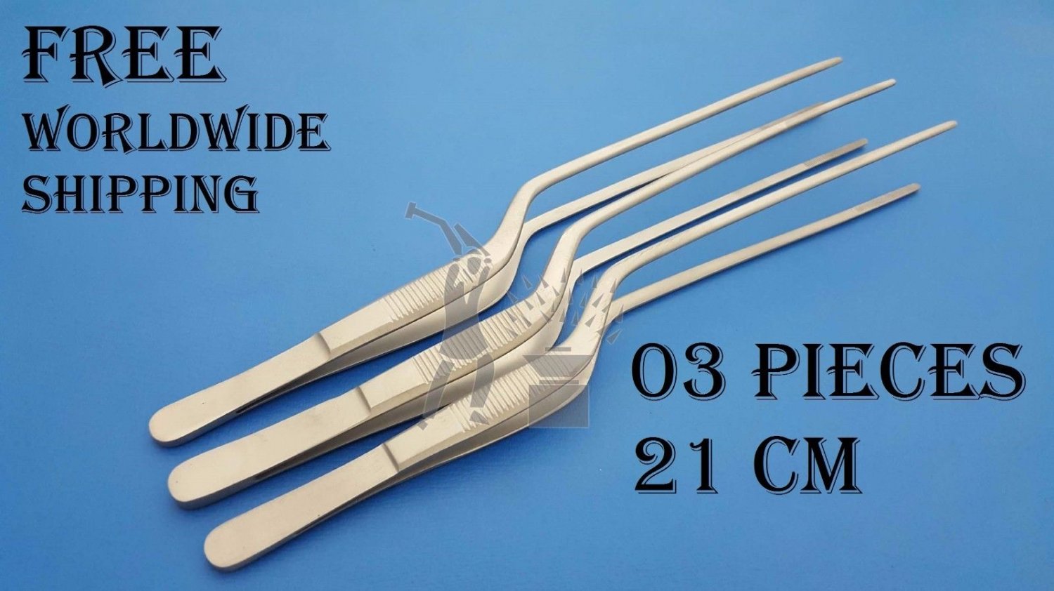 Adson Bayonet Ear Dressing Forceps Serrated Tip, 21 cm 3 Pieces Free Shipping
