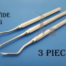 Heidbrink Root Tip Picks Elevator Set of 3 Pieces Solid Handle Dental Instrument