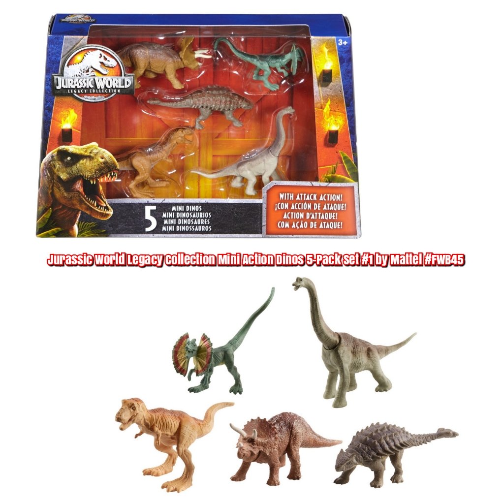 sealed packs Mattel 5 Jurassic World Mini Action Dino Blind Bags Five 