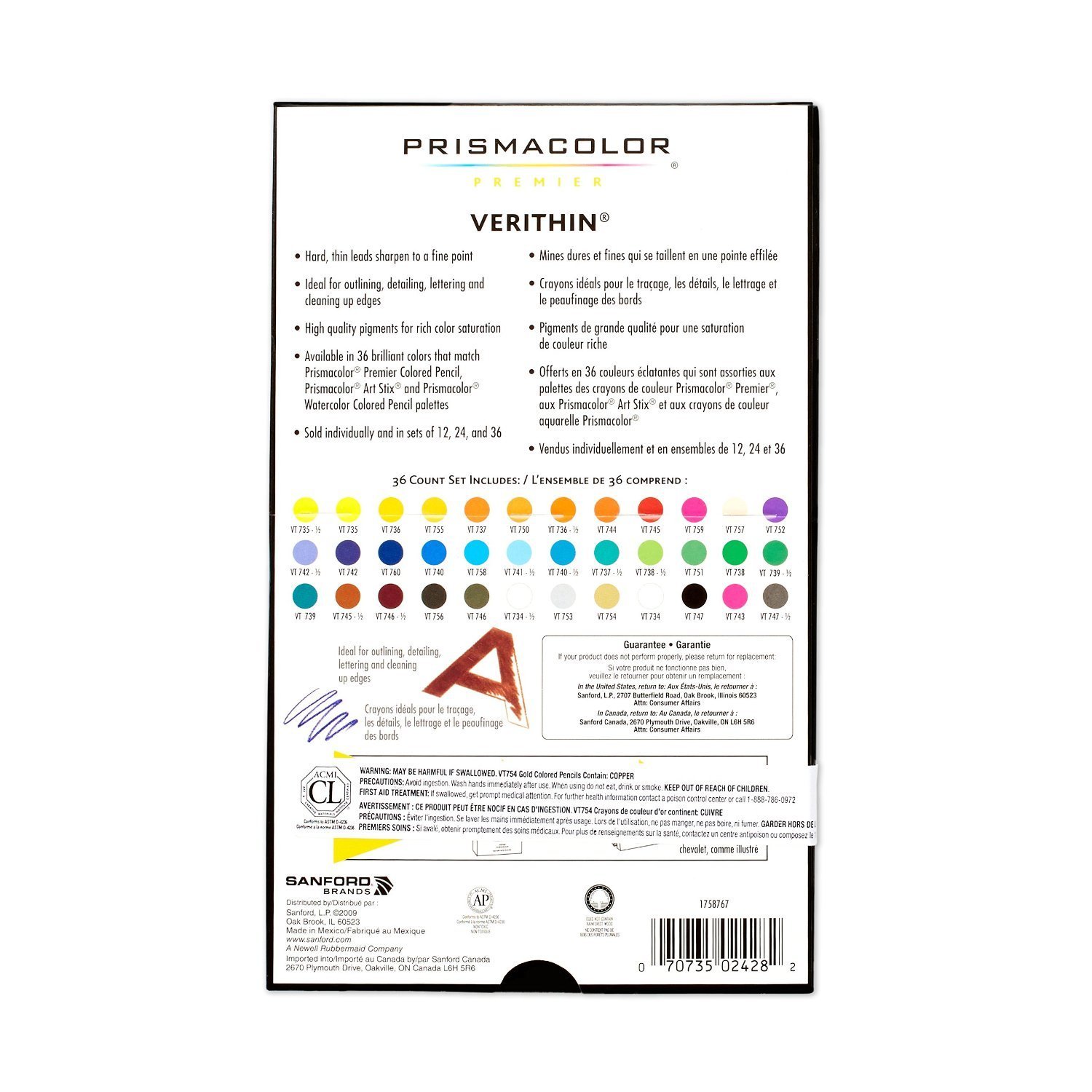 Sanford Prismacolor Verithin Art Color Pencils, Assorted, Pack Of 36