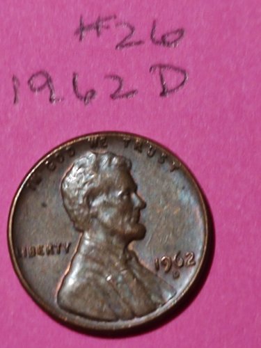 1962 penny mint mark d coins us money used
