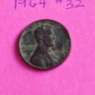 1964 lincoln penny no mint mark coins circulated uncertfied UNITED STATES