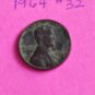 1964 lincoln penny no mint mark coins circulated uncertfied UNITED STATES