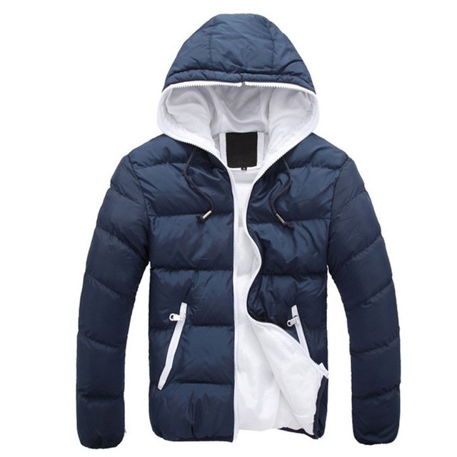 Men Cotton Jacket Zip Hooded Winter Outwear