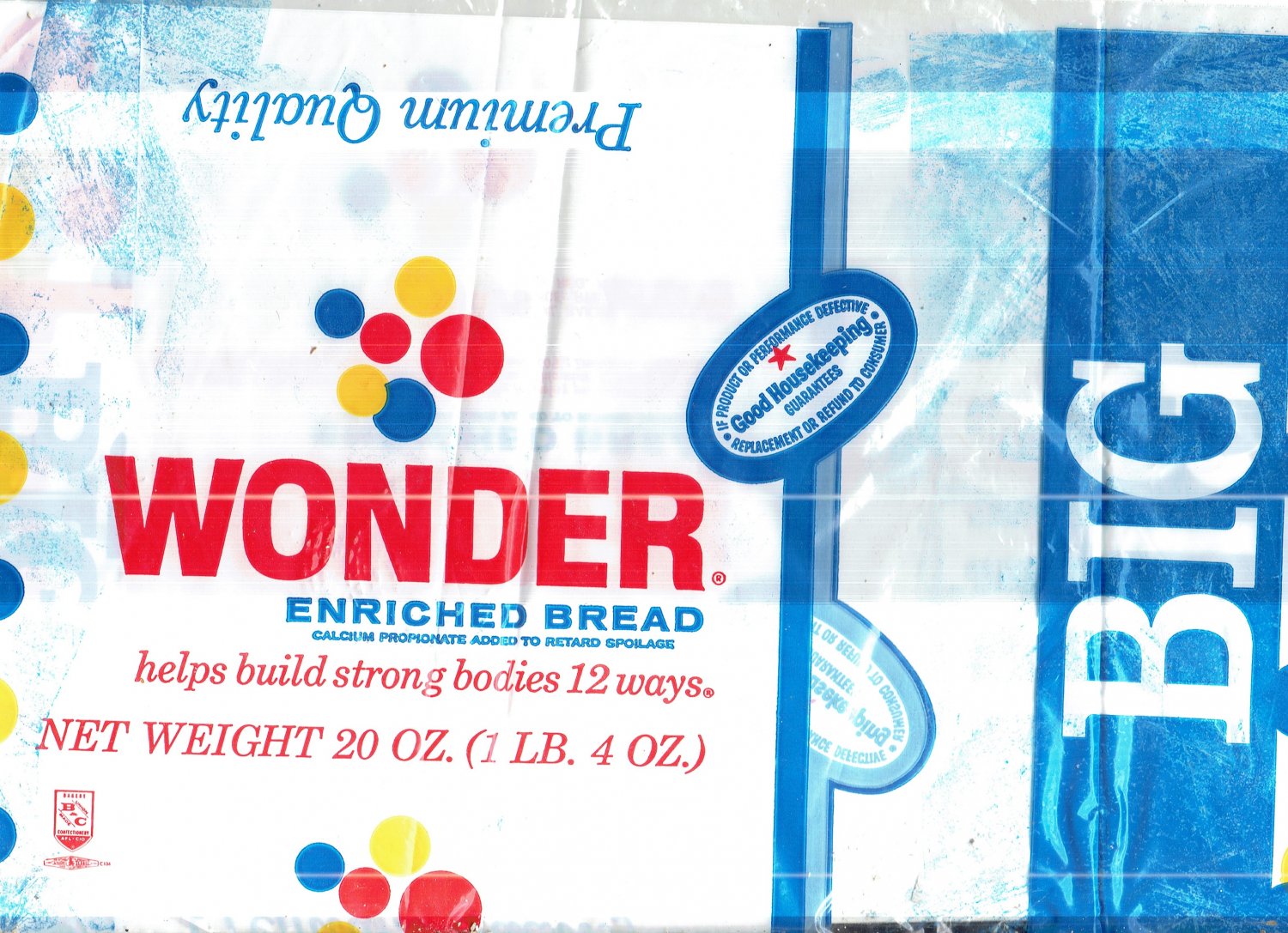 Vintage Wonder Bread Wonderbread 37 Cents Bag Wrapper Nos