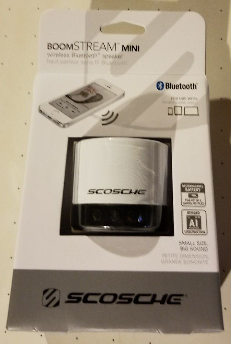 Scosche boomSTREAM mini Compact Wireless Bluetooth Speaker, White