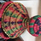 Vintage woven basket bowl with lid