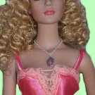 Large pink scarab on sterling chain - Fashion Doll Jewelry