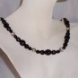 Jet glass and sterling beads set