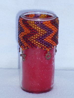 Beaded candle - Sunset red