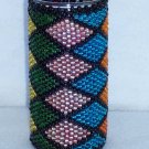 Beaded candle - multi-colored diamonds