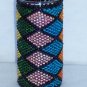 Beaded candle - multi-colored diamonds
