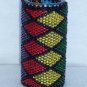 Beaded candle - multi-colored diamonds