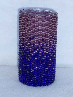 Beaded candle - purple/blue