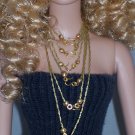 6 pc Gold floss necklace set - Fashion Doll Jewelry