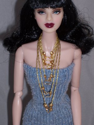 Gold Floss necklaces - 6 pc set - Fashion Doll Jewelry