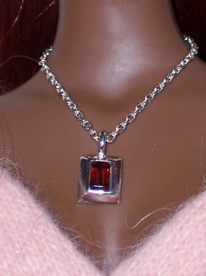 Sterling and Garnet pendant - Fashion Doll Jewelry