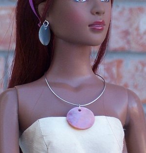 Shell disc on sterling wire - Fashion Doll Jewelry