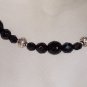 Jet glass and sterling beads set