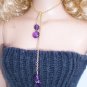 Amethyst drops lariat necklace- Fashion Doll Jewelry