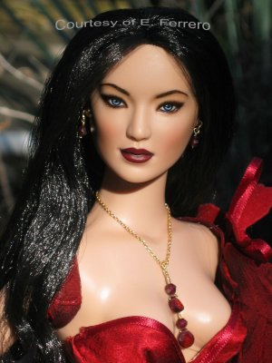 Garnet drop lariat necklace- Fashion Doll Jewelry