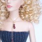 Garnet drop lariat necklace- Fashion Doll Jewelry
