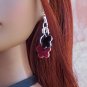 Maroon enamel flower on satin choker - Fashion Doll Jewelry