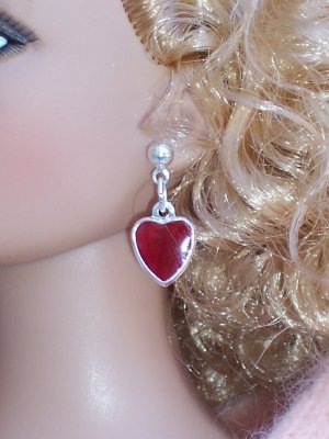 Silver-plate Heart drop earrings - Fashion Doll Jewelry
