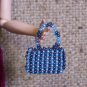 Blue stripe beaded purse - Fashion Doll Accessories