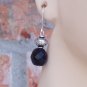 Jet glass and sterling beads set