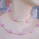 Cat's eye "Tin Cup" style set - silver with pink