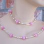 Cat's eye "Tin Cup" style set - silver with pink