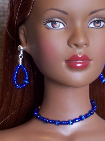 Royal Blue cat's eye set - Fashion Doll Jewelry