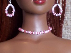 Pink cat's eye set - Fashion Doll Jewelry