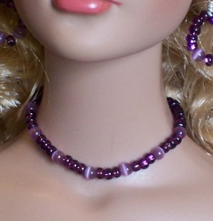 Deep Purple cat's eye set - Fashion Doll Jewelry