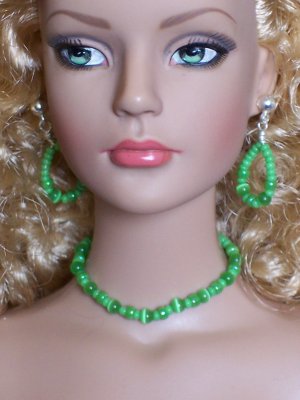 Green cat's eye set- Fashion Doll Jewelry