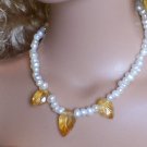 Carved citrine leaves and pearls - Fashion Doll Jewelry