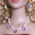 Carved Amethyst leaves and pearls - Fashion Doll Jewelry