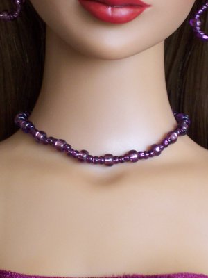 Amethyst glass bead jewelry set - Fashion Doll Jewelry
